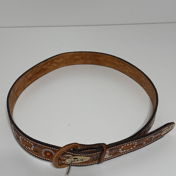Vintage Western Colorful Scenery Tooled Leather Belt - Picture 14 of 17